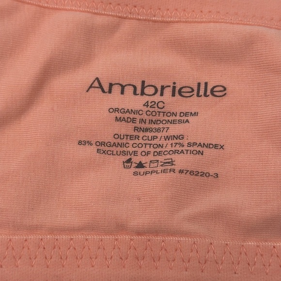 NWT Ambrielle Peach Pearl Organic Cotton Bra Size 42C Full Figure - Picture 5 of 11
